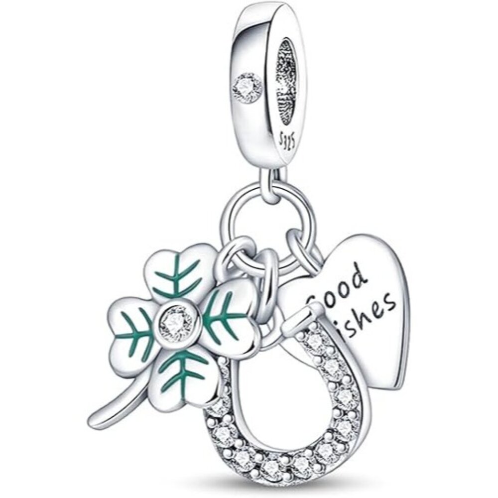 Lucky Four-Leaf Clover 925 Silver Animal Charms Pendant